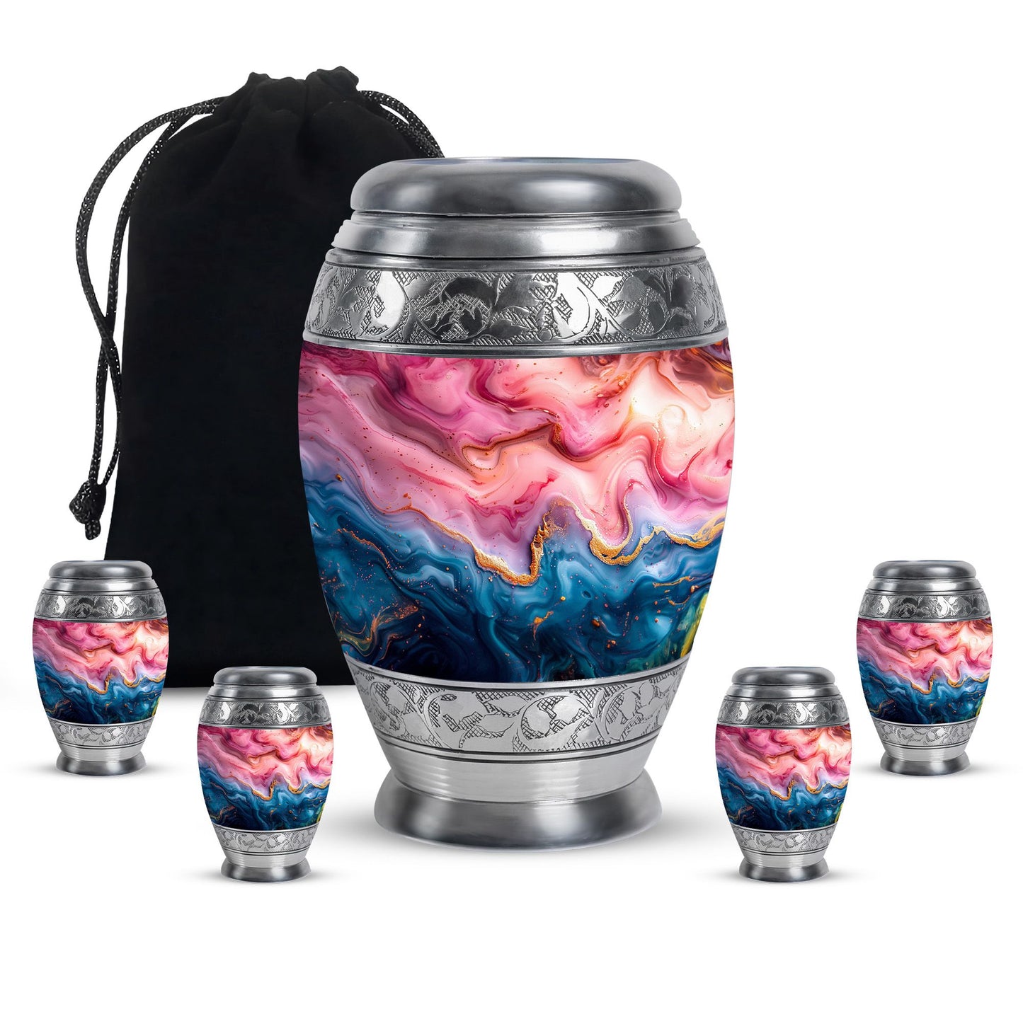 Pink Personalized Marble Cremation Urn for Adult Male - 10-inch, 200 cu in - Yatskia