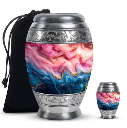Pink Personalized Marble Cremation Urn for Adult Male - 10-inch, 200 cu in - Yatskia