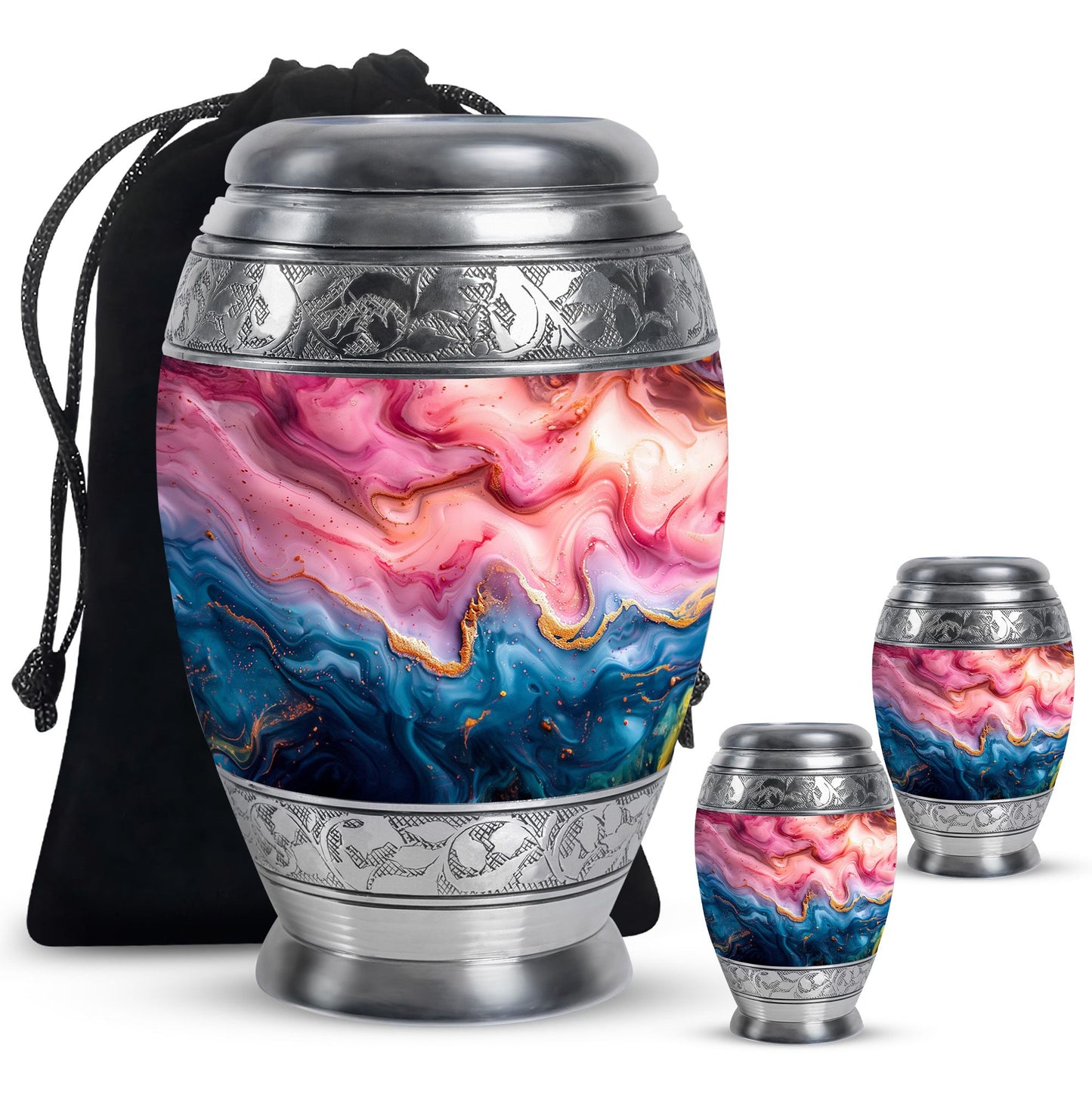 Pink Personalized Marble Cremation Urn for Adult Male - 10-inch, 200 cu in - Yatskia