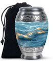 Blue Ocean Swirl Abstract Cremation Urn for Ashes - Urn For Adult Female Ashes