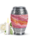 Pink Marble Swirl Cremation Urn for Adult Ashes - Abstract Memorial Keepsakes