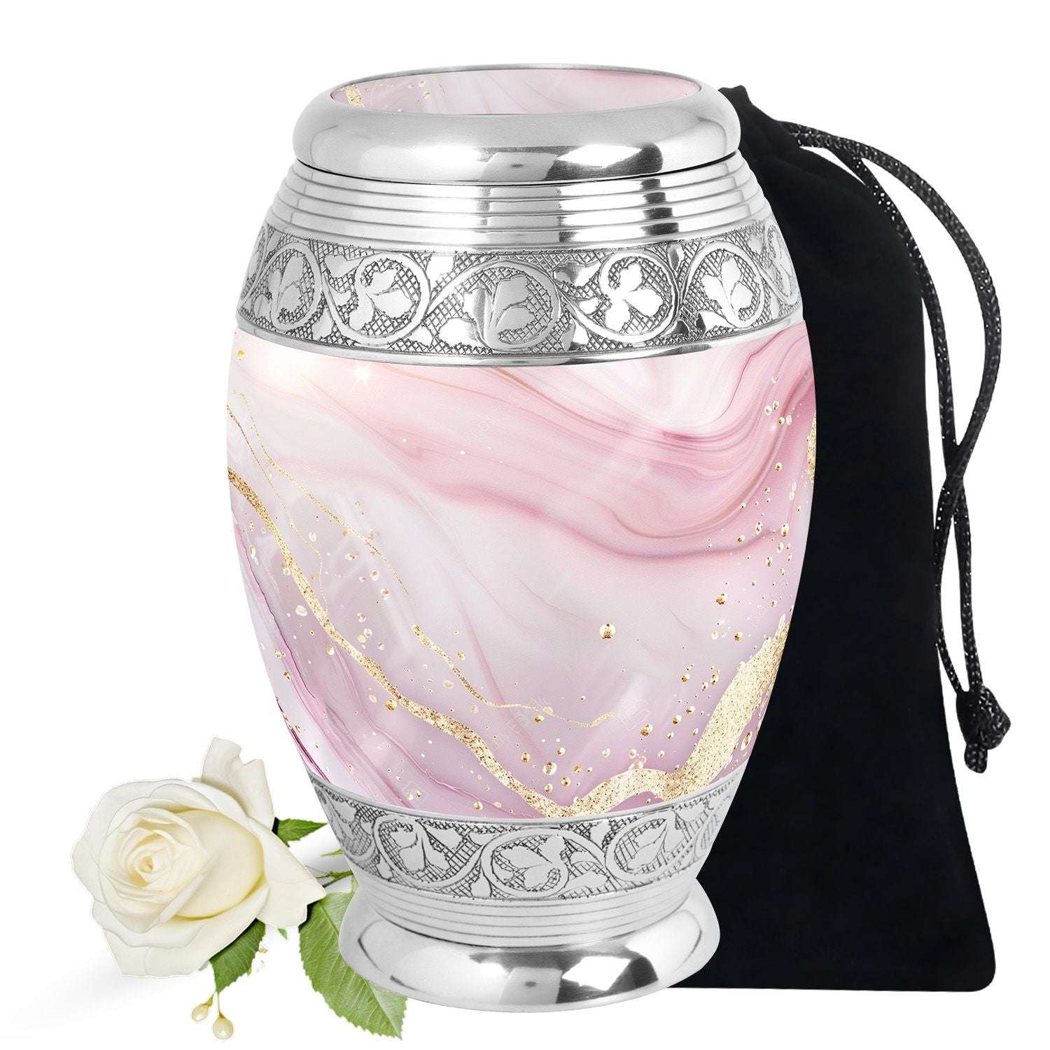 Pink Marble Pattern Adult Cremation Urn - Abstract Ash Urns For Mom