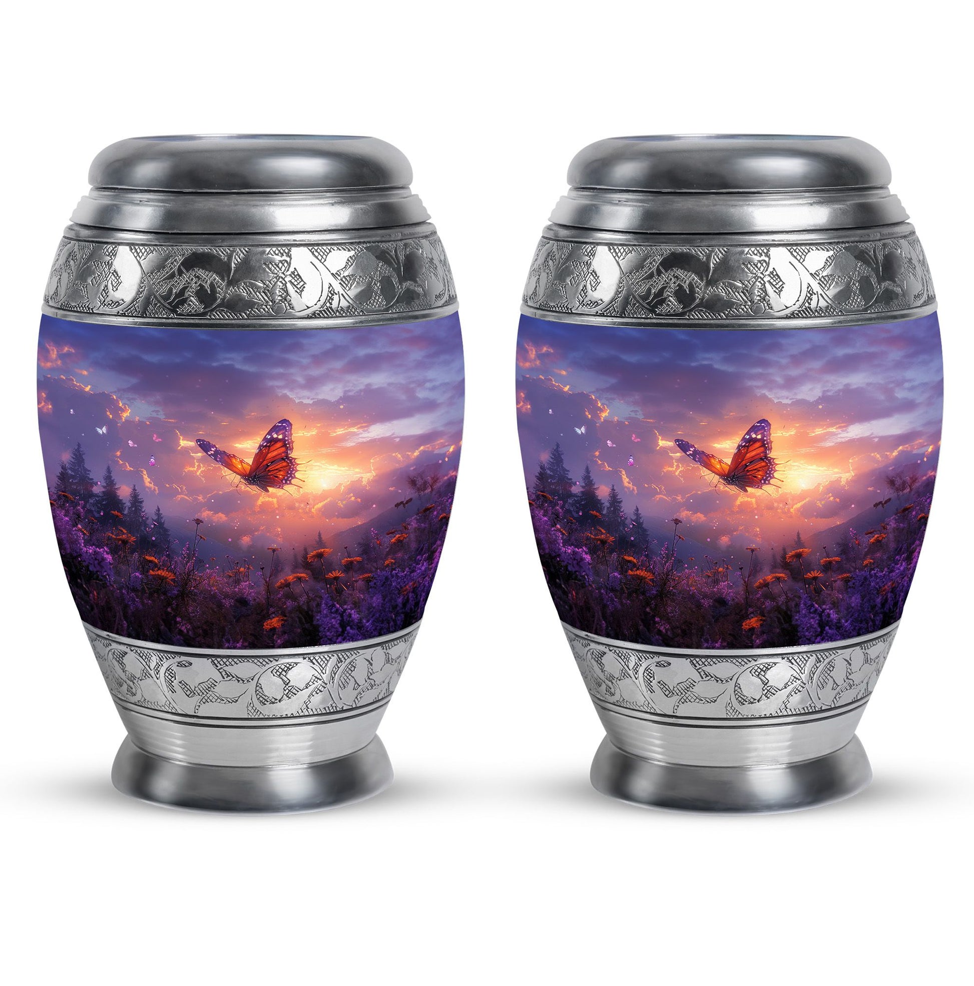 Monarch Butterfly Cremation Urn For Ashes - Purple Urns For Funeral