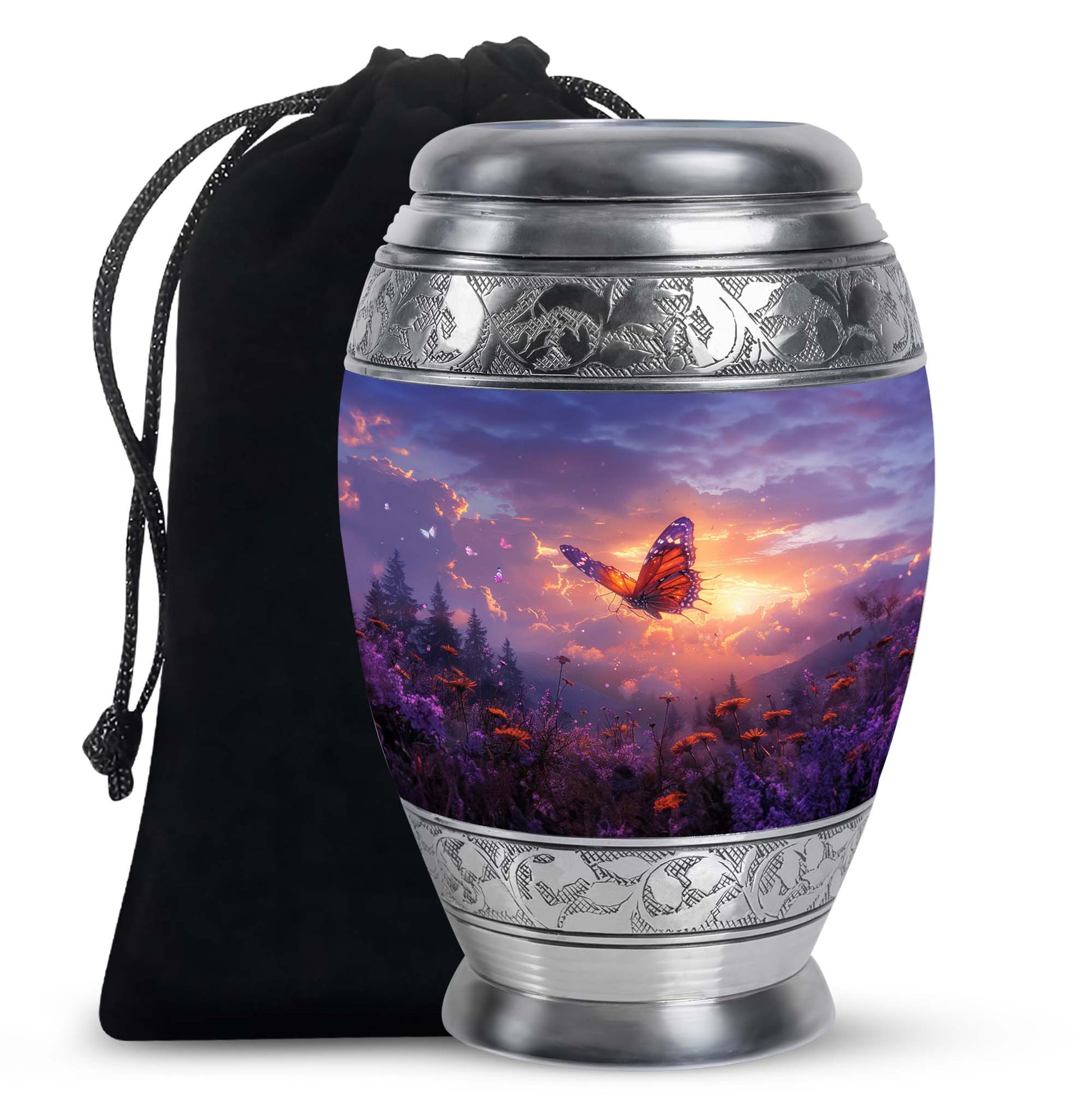 Monarch Butterfly Cremation Urn For Ashes - Purple Urns For Funeral