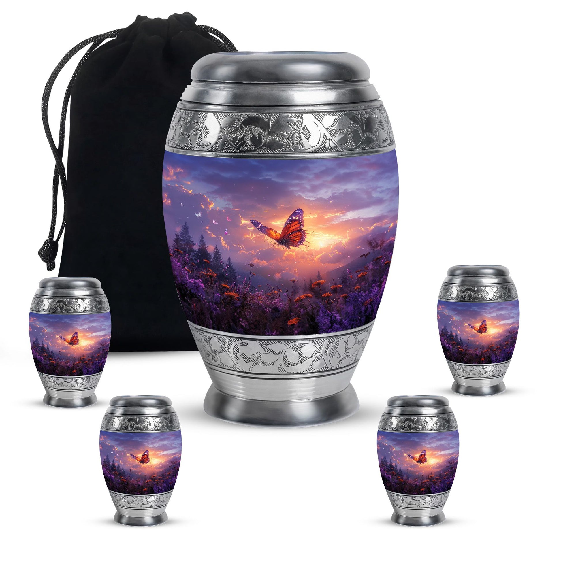 Monarch Butterfly Cremation Urn For Ashes - Purple Urns For Funeral