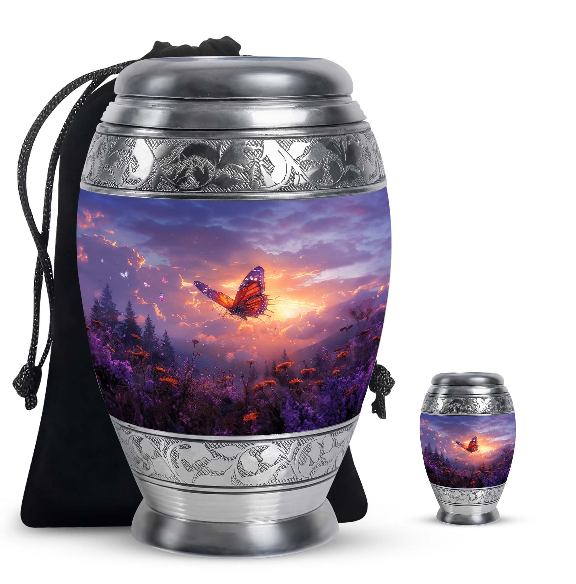 Monarch Butterfly Cremation Urn For Ashes - Purple Urns For Funeral