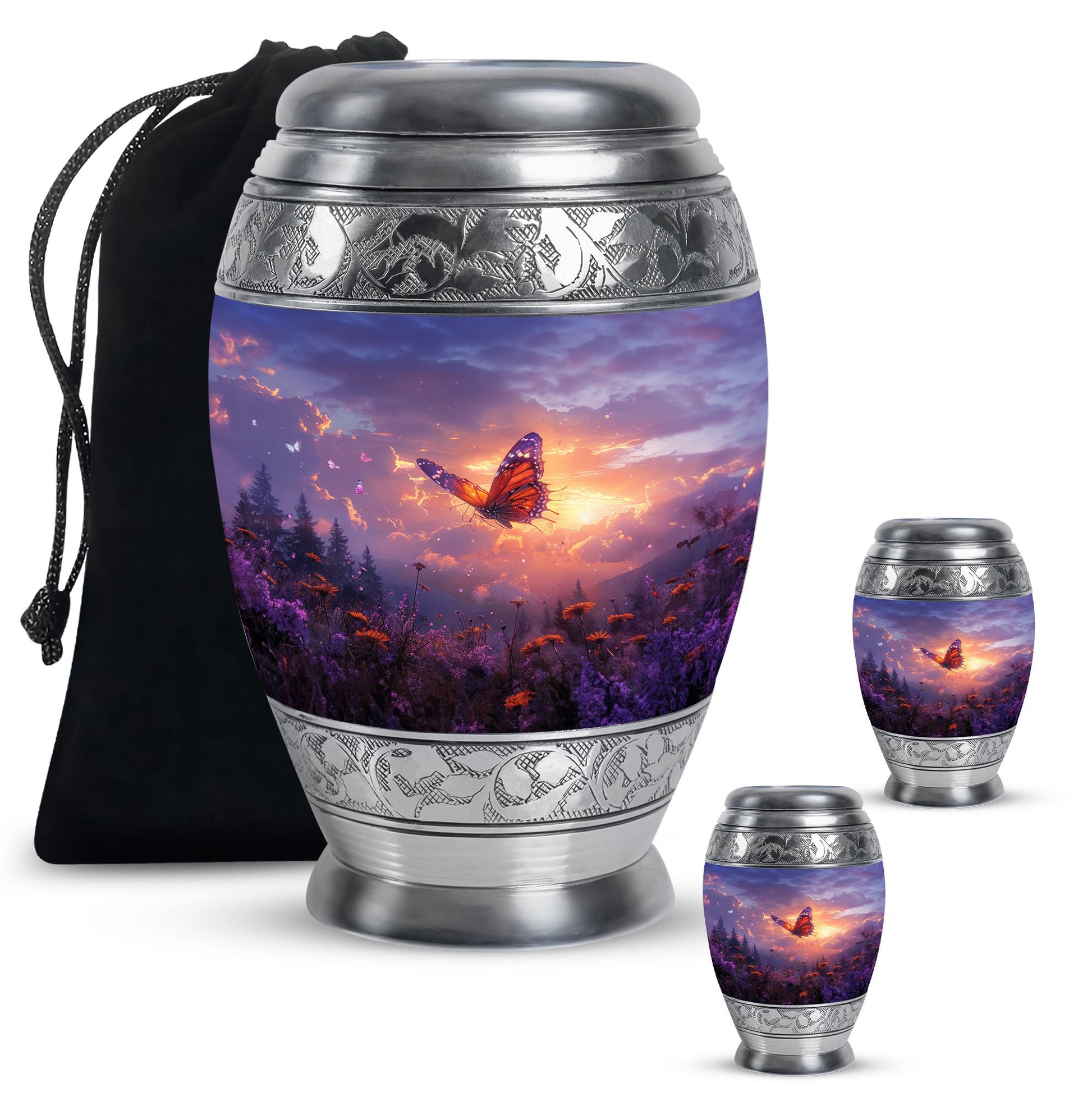Monarch Butterfly Cremation Urn For Ashes - Purple Urns For Funeral