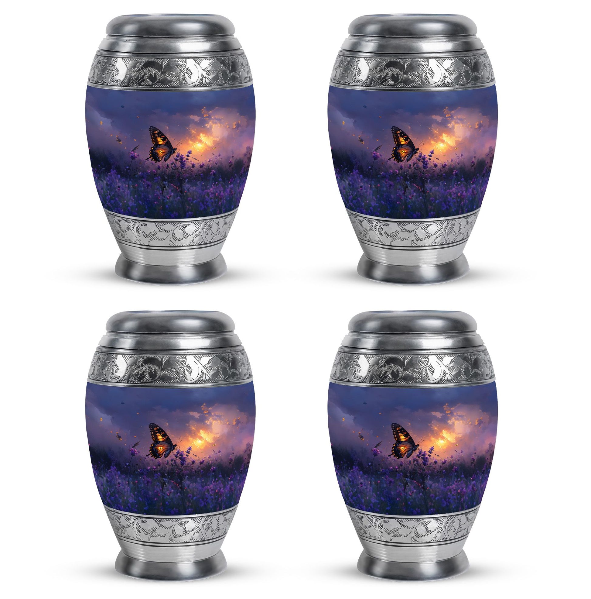 Purple Meadow Urn For Ashes - Monarch Butterfly Funeral Urn For Women
