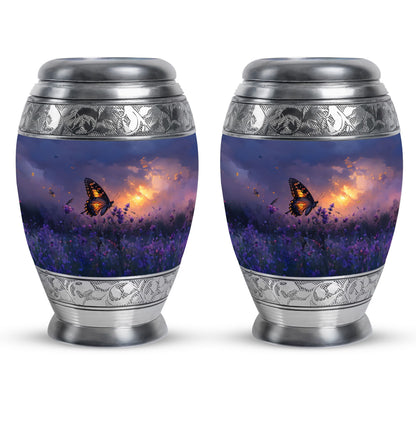Purple Personalized Butterfly Cremation Urn for Women - 10-inch, 200 cu in - Yatskia