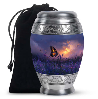 Purple Personalized Butterfly Cremation Urn for Women - 10-inch, 200 cu in - Yatskia