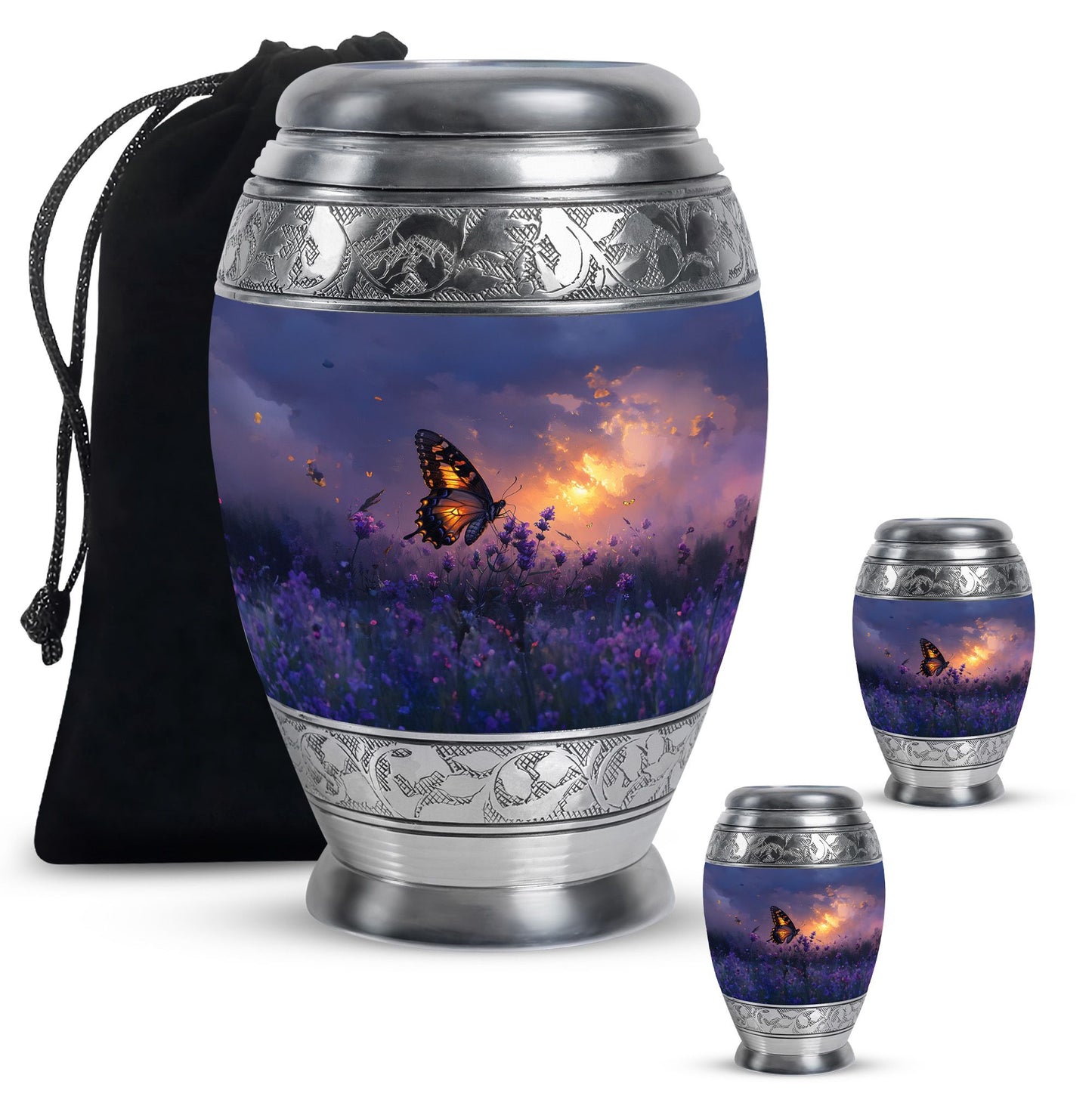 Purple Personalized Butterfly Cremation Urn for Women - 10-inch, 200 cu in - Yatskia