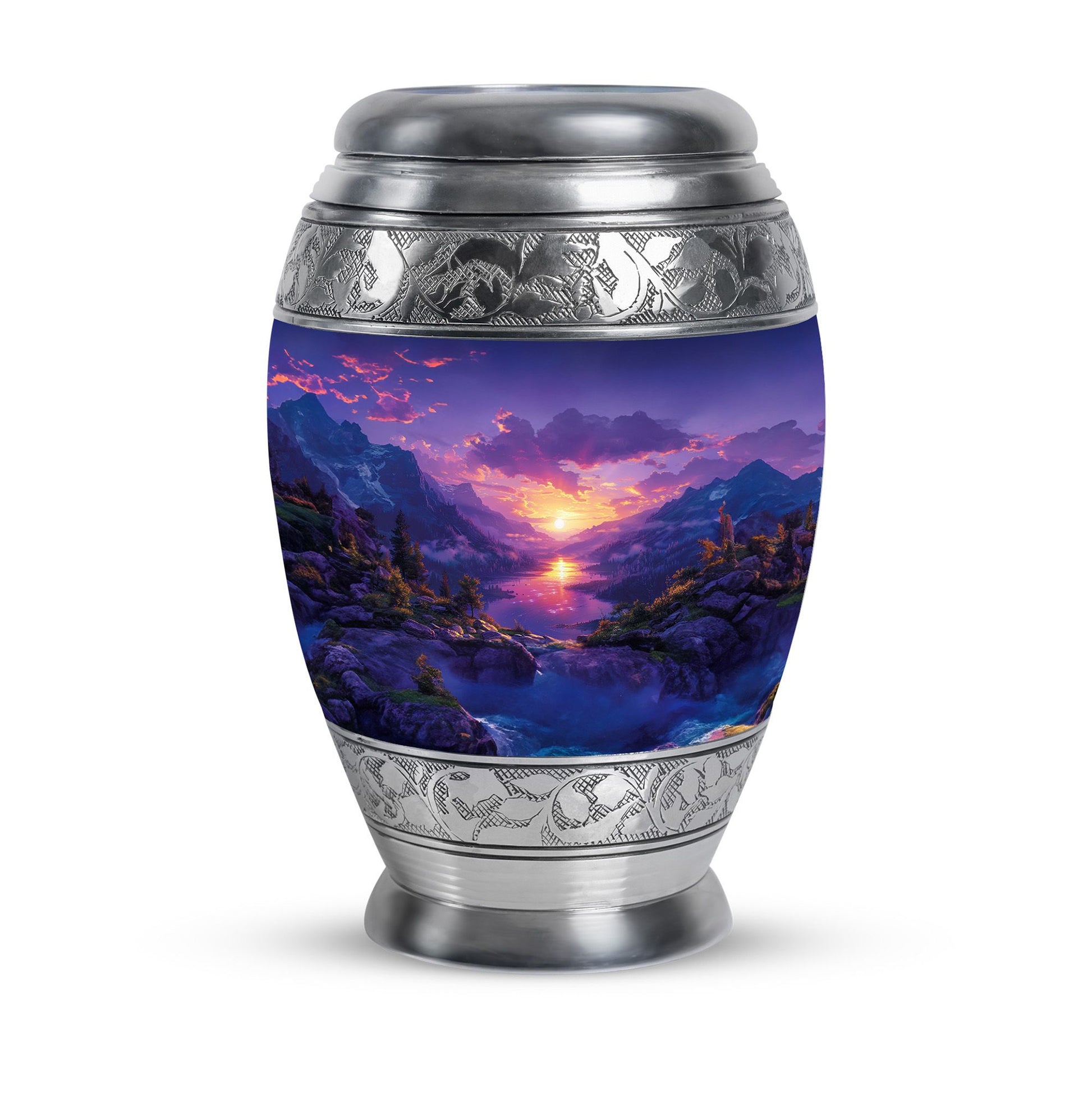 Purple Meadow Urn For Human Ashes Large - Mountain Valley Urn For Funeral