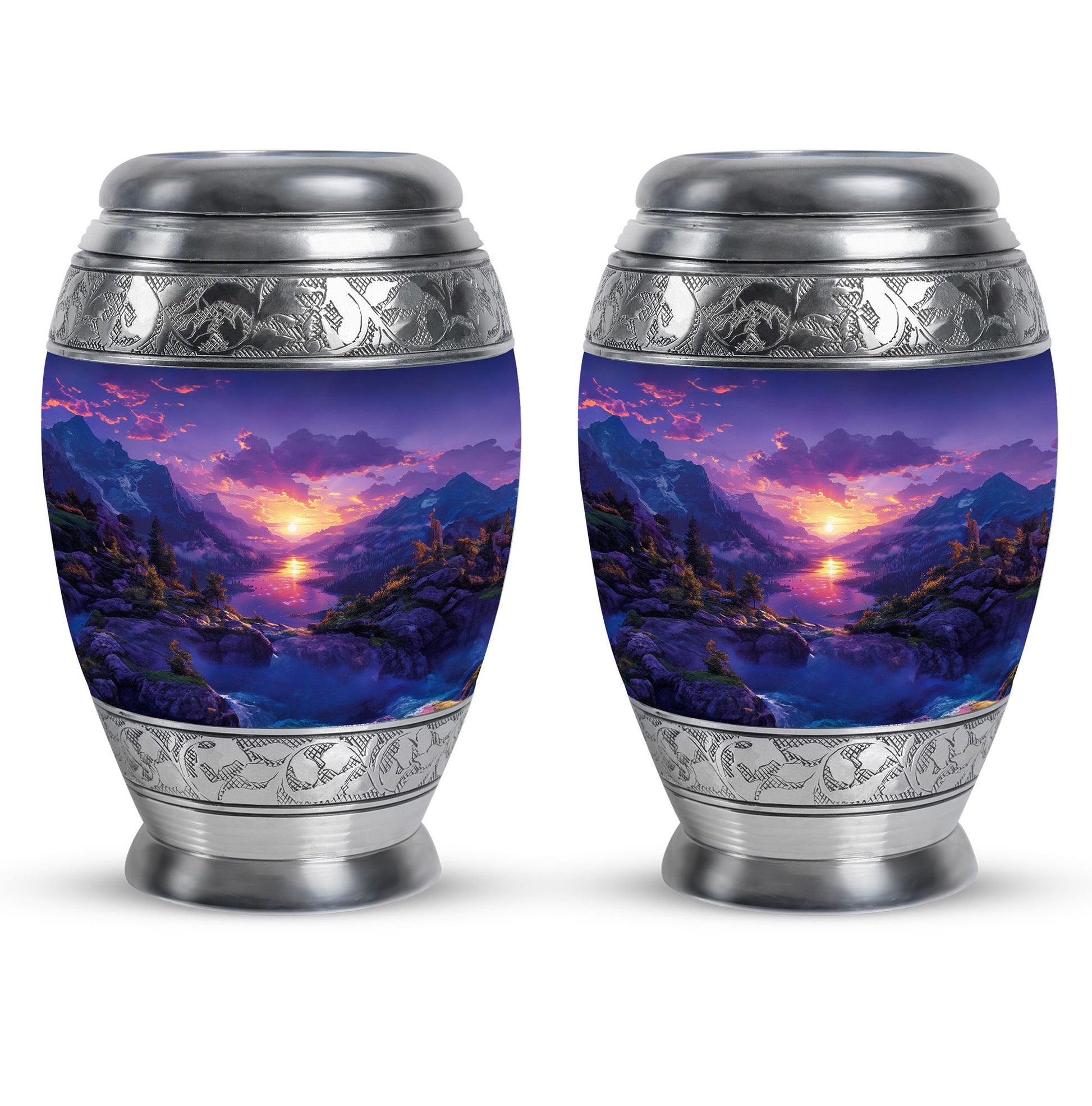 Purple Meadow Urn For Human Ashes Large - Mountain Valley Urn For Funeral