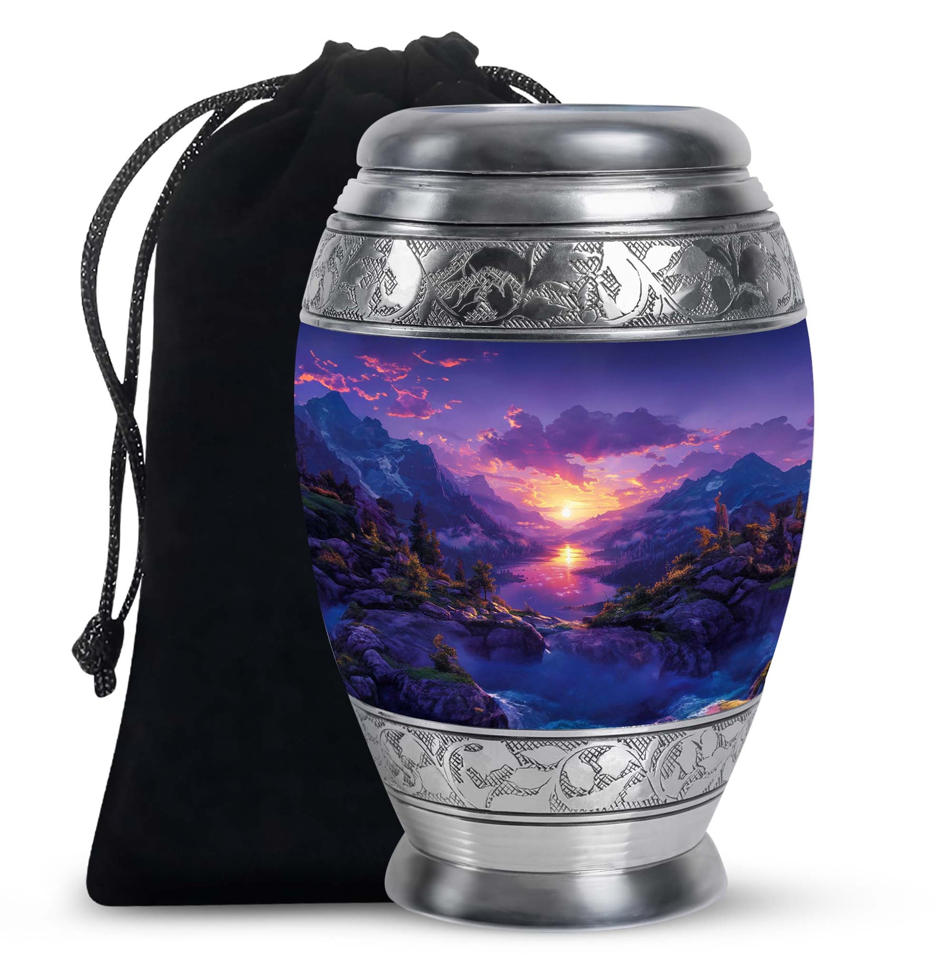Purple Meadow Urn For Human Ashes Large - Mountain Valley Urn For Funeral