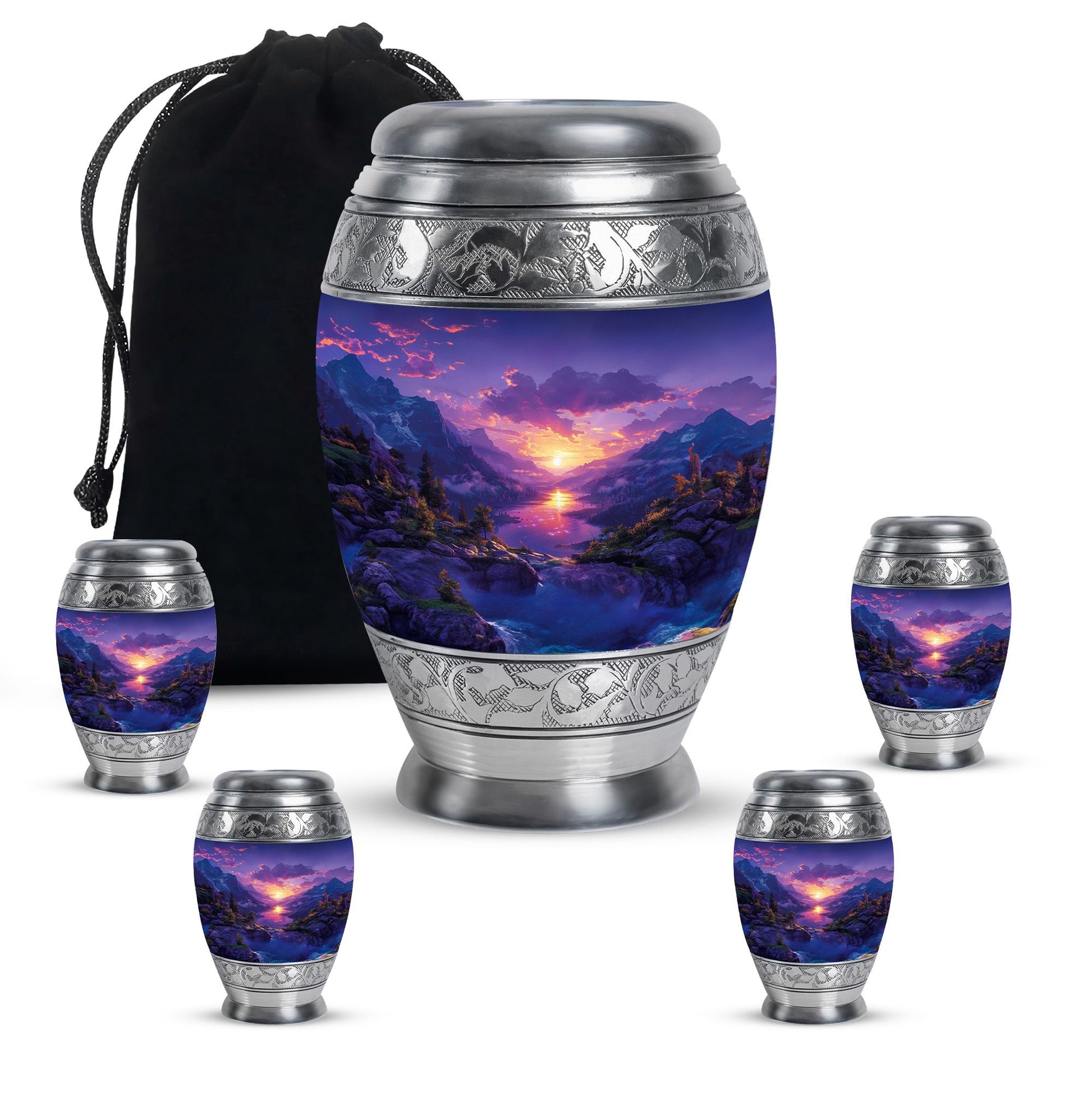 Purple Meadow Urn For Human Ashes Large - Mountain Valley Urn For Funeral