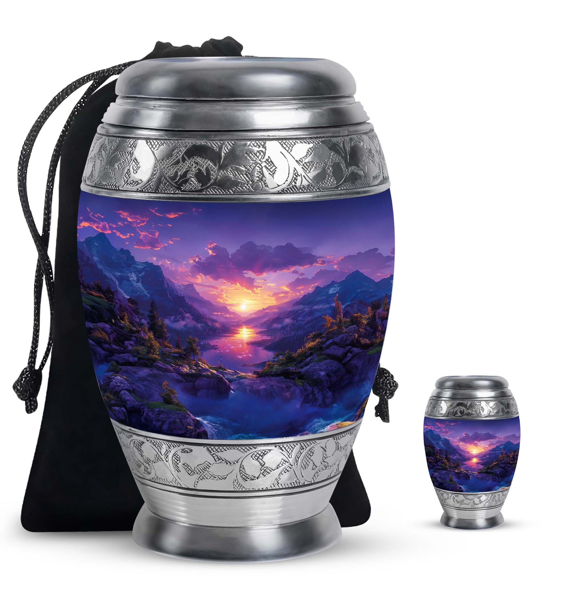 Purple Meadow Urn For Human Ashes Large - Mountain Valley Urn For Funeral