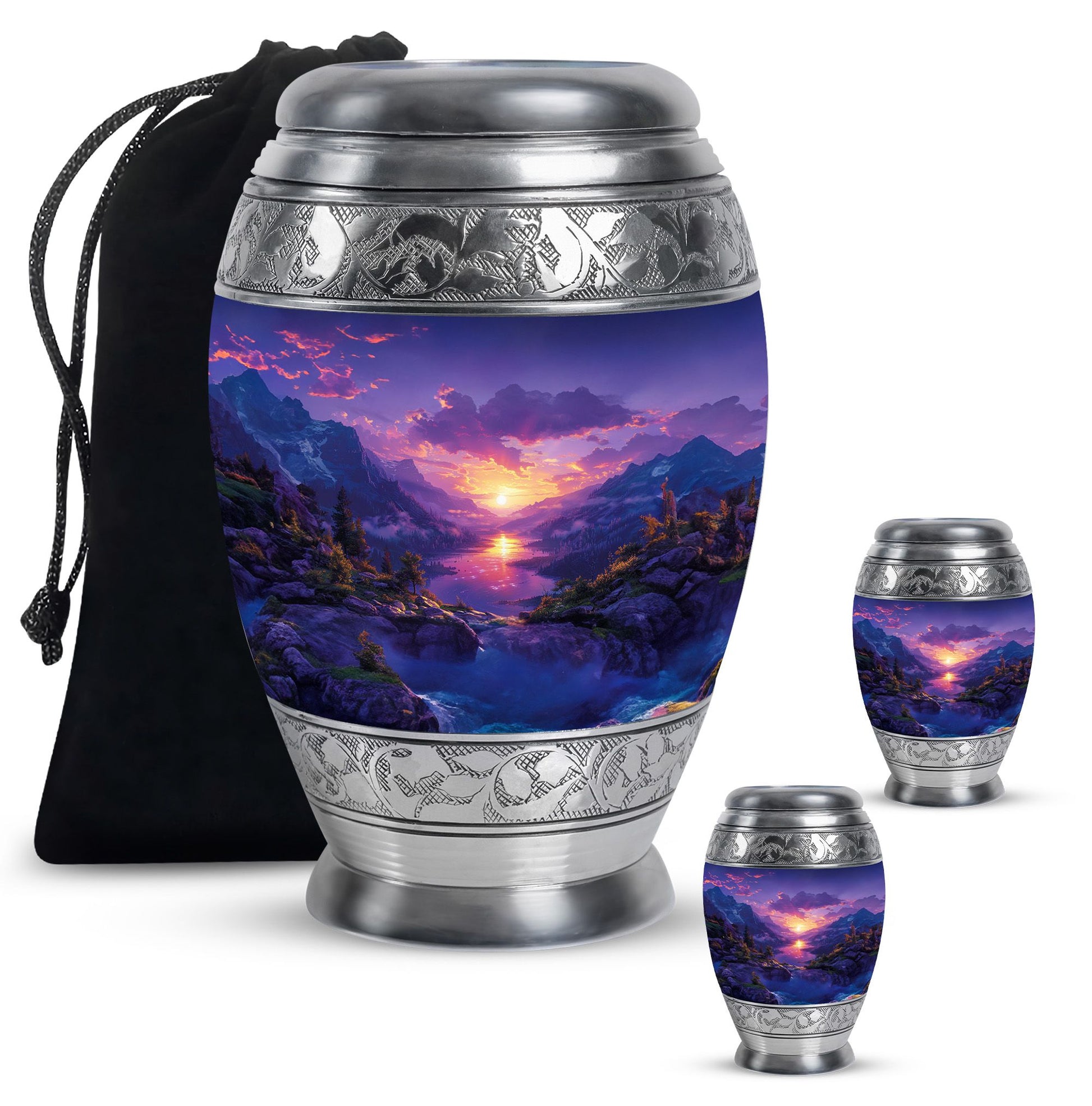 Purple Meadow Urn For Human Ashes Large - Mountain Valley Urn For Funeral