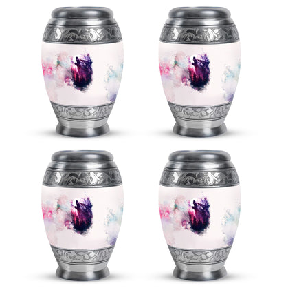 Wolf Urn for Human Ashes, White Watercolor Howling at the Moon, Classic Urn