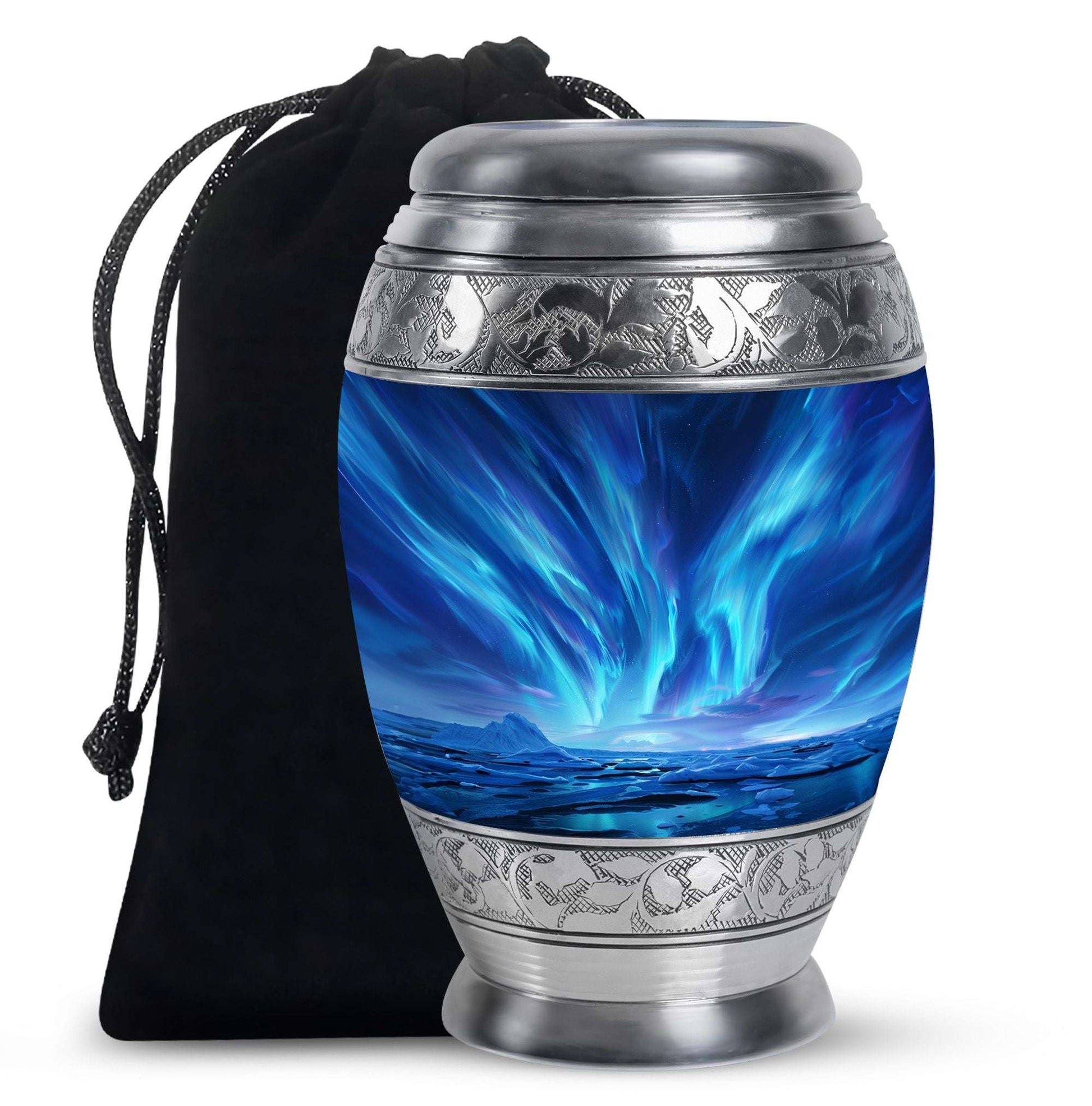 Blue Aurora Cremation Urn – Arctic Sky Cremation Ashes Urns Combo