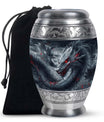 Dragon Urn for Human Ashes – Fierce Grey Red Eyed Cremation Urn Adult Male
