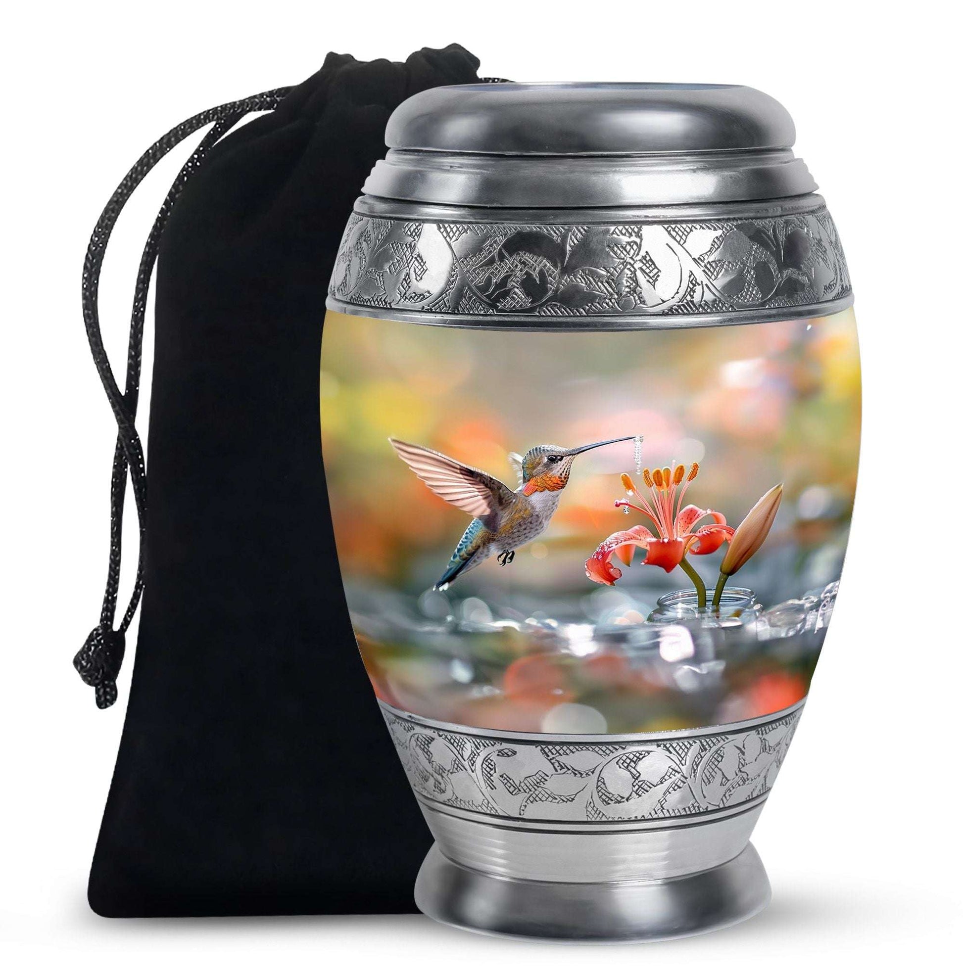 Humming Bird Large Human Ashes Urn - Floral Adult Urns For Women