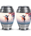 Humming Bird Keepsake Urn For Ashes - White Memorial Urn Tribute