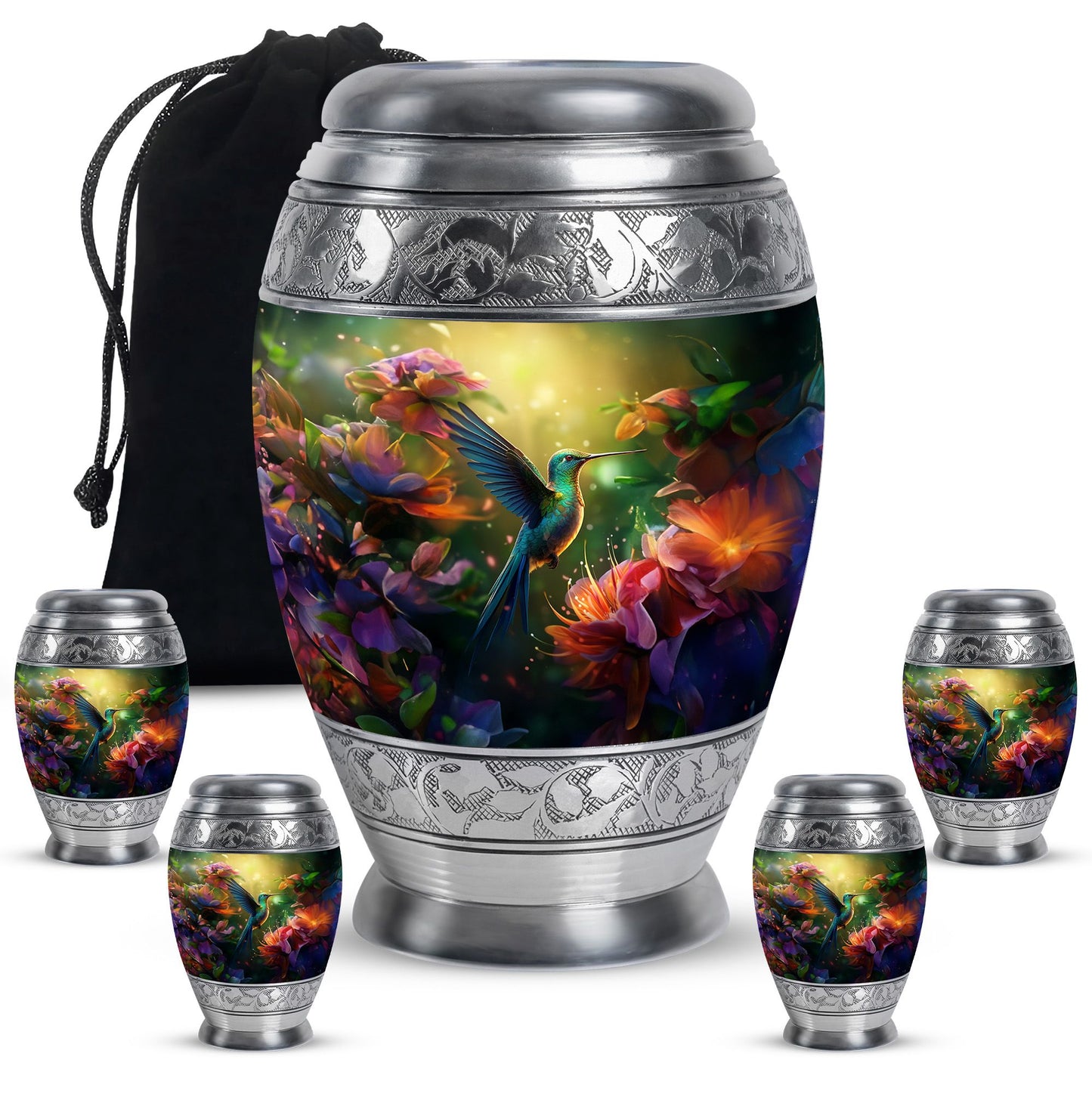 Green Personalized Bird Memorial Urn for Mom - 10-inch, 200 cu in - Yatskia
