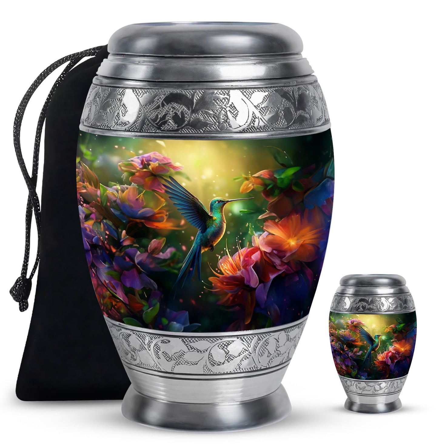 Green Personalized Bird Memorial Urn for Mom - 10-inch, 200 cu in - Yatskia
