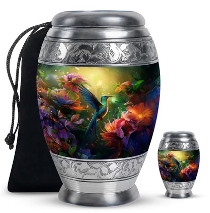 Green Personalized Bird Memorial Urn for Mom - 10-inch, 200 cu in - Yatskia
