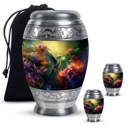 Green Personalized Bird Memorial Urn for Mom - 10-inch, 200 cu in - Yatskia