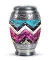 Pink Zigzag Pattern Memorial Urn - Blue Urn For Adult Male and Female