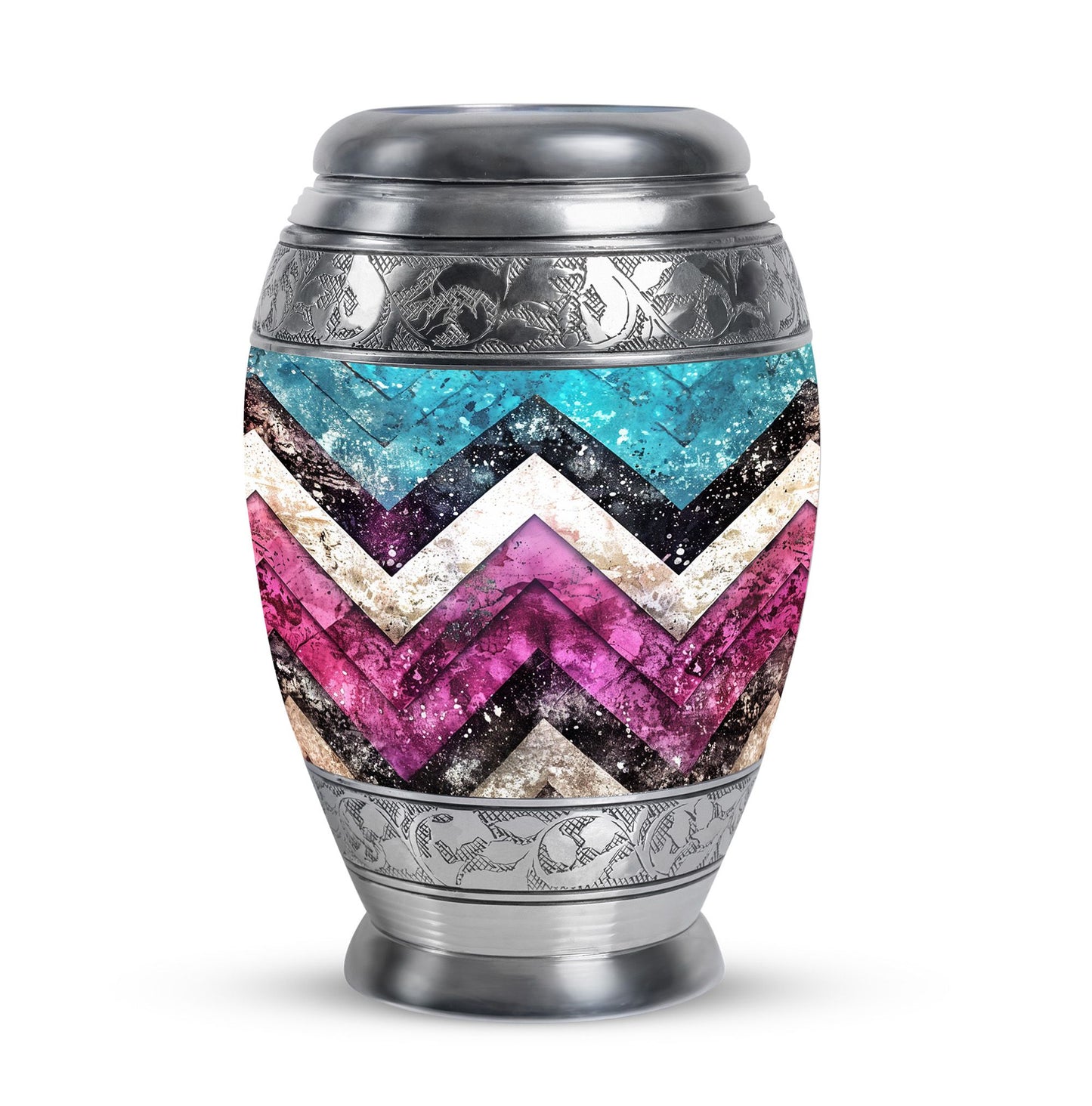 Pink Personalized Artistic Memorial Urn for Adult Male - 10-inch, 200 cu in - Yatskia