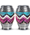 Pink Zigzag Pattern Memorial Urn - Blue Urn For Adult Male and Female