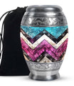 Pink Zigzag Pattern Memorial Urn - Blue Urn For Adult Male and Female