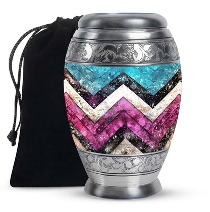 Pink Personalized Artistic Memorial Urn for Adult Male - 10-inch, 200 cu in - Yatskia