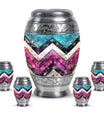 Pink Zigzag Pattern Memorial Urn - Blue Urn For Adult Male and Female