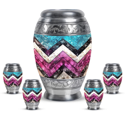 Pink Personalized Artistic Memorial Urn for Adult Male - 10-inch, 200 cu in - Yatskia
