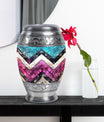 Pink Zigzag Pattern Memorial Urn - Blue Urn For Adult Male and Female