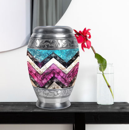 Pink Personalized Artistic Memorial Urn for Adult Male - 10-inch, 200 cu in - Yatskia