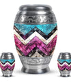 Pink Zigzag Pattern Memorial Urn - Blue Urn For Adult Male and Female