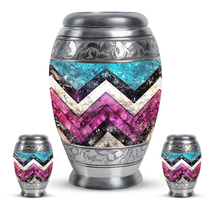 Pink Personalized Artistic Memorial Urn for Adult Male - 10-inch, 200 cu in - Yatskia