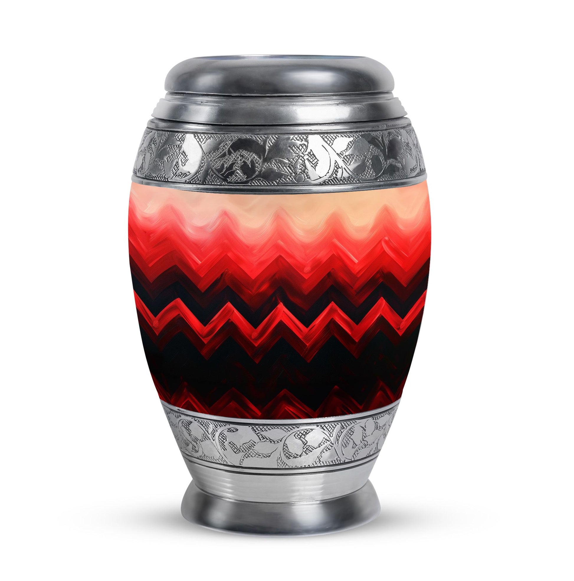 Zigzag Pattern Keepsake Urn For Ashes - Abstract Funeral Urn For Adults