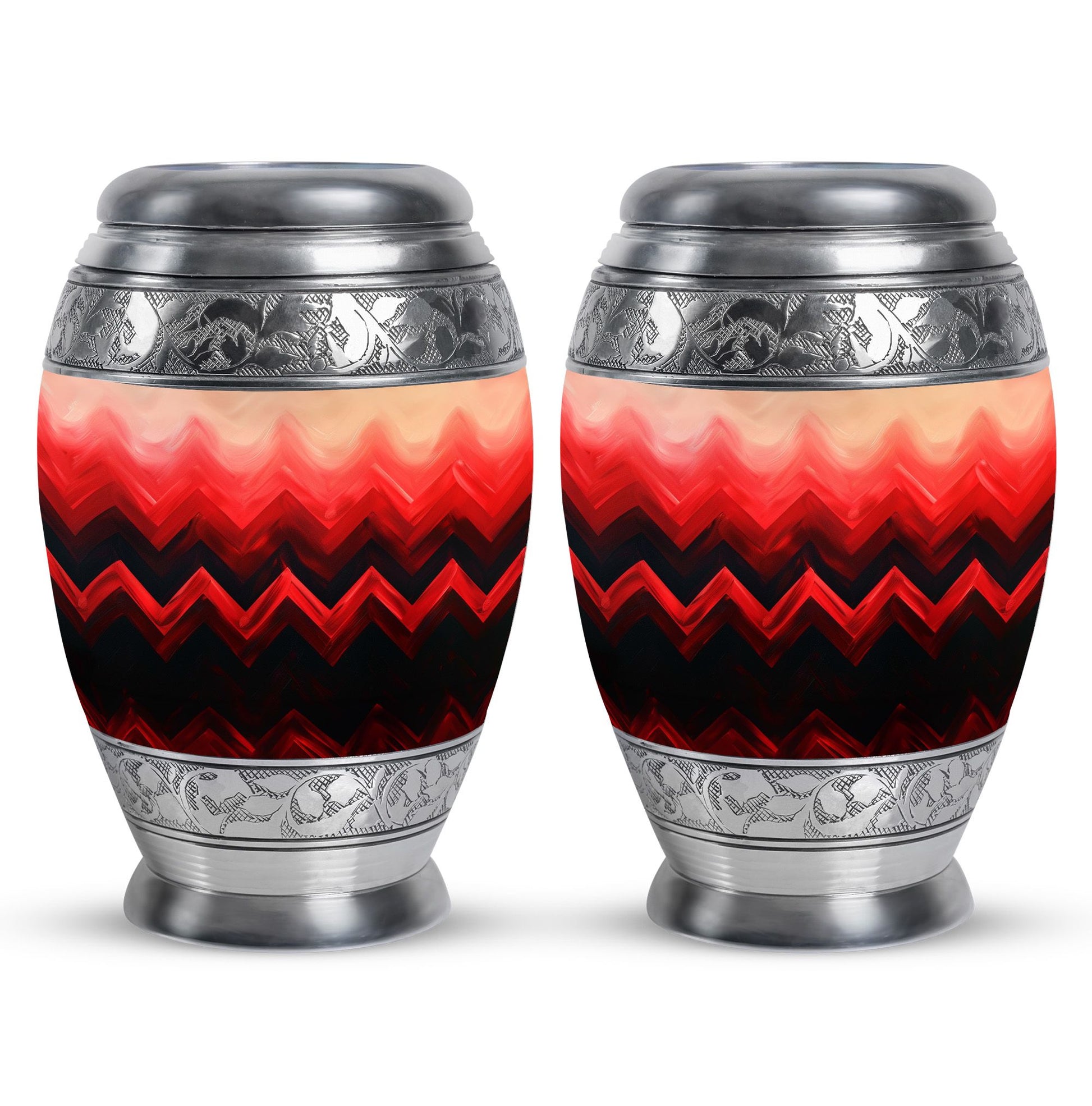 Zigzag Pattern Keepsake Urn For Ashes - Abstract Funeral Urn For Adults