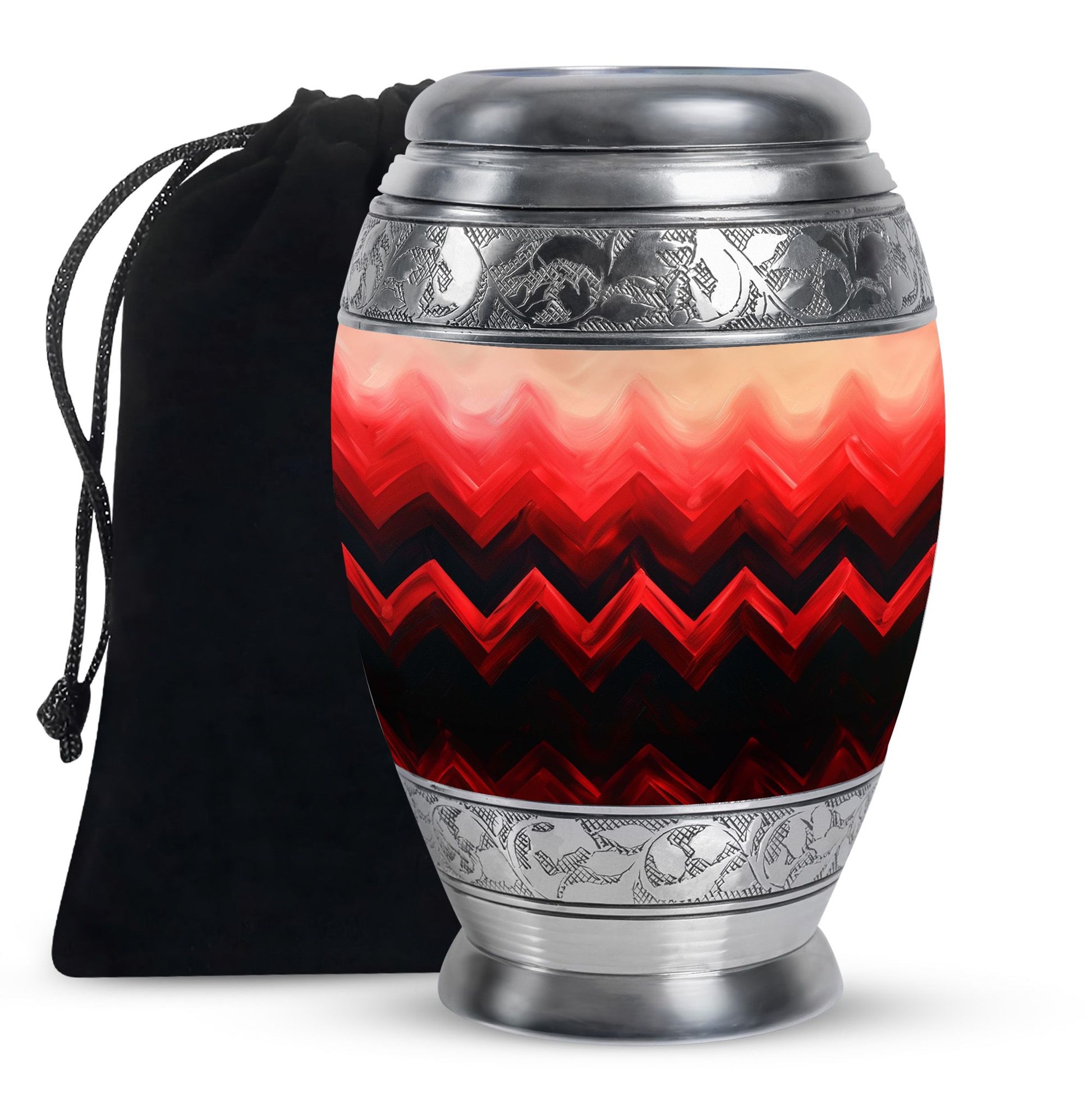 Zigzag Pattern Keepsake Urn For Ashes - Abstract Funeral Urn For Adults