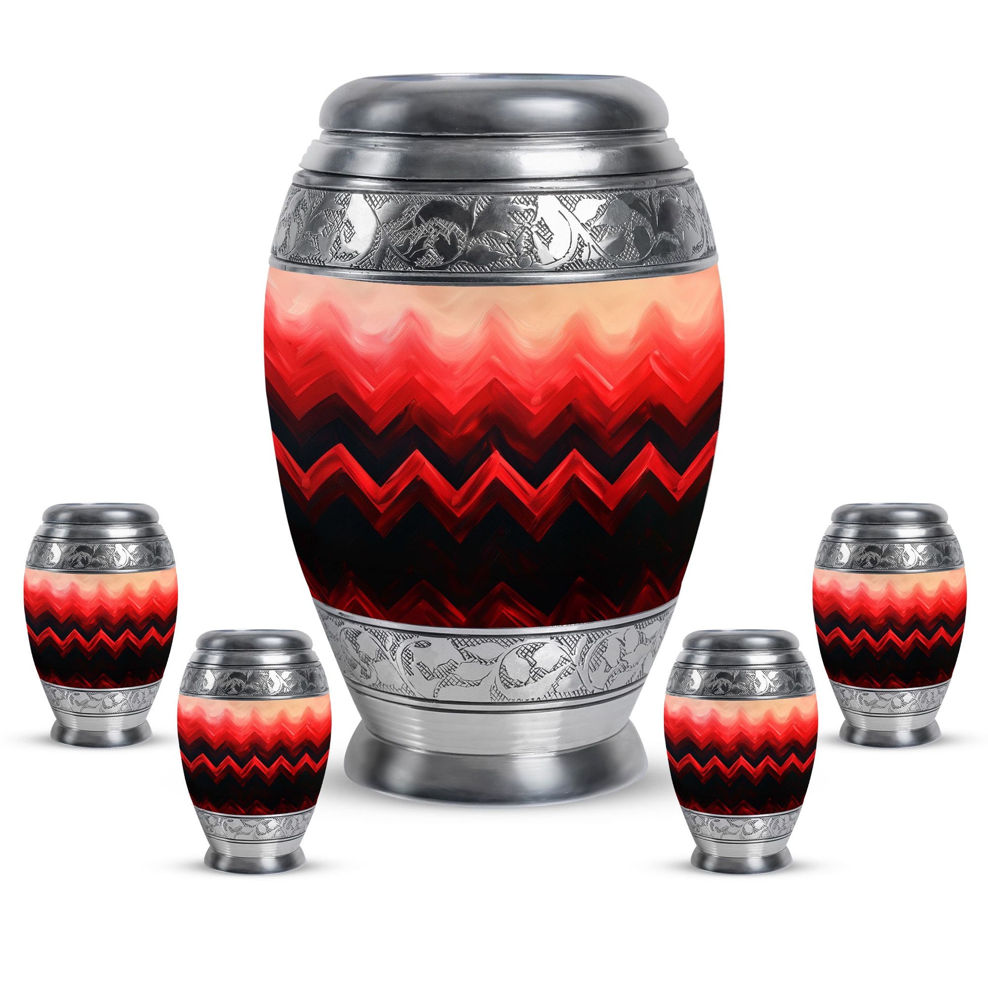 Zigzag Pattern Keepsake Urn For Ashes - Abstract Funeral Urn For Adults