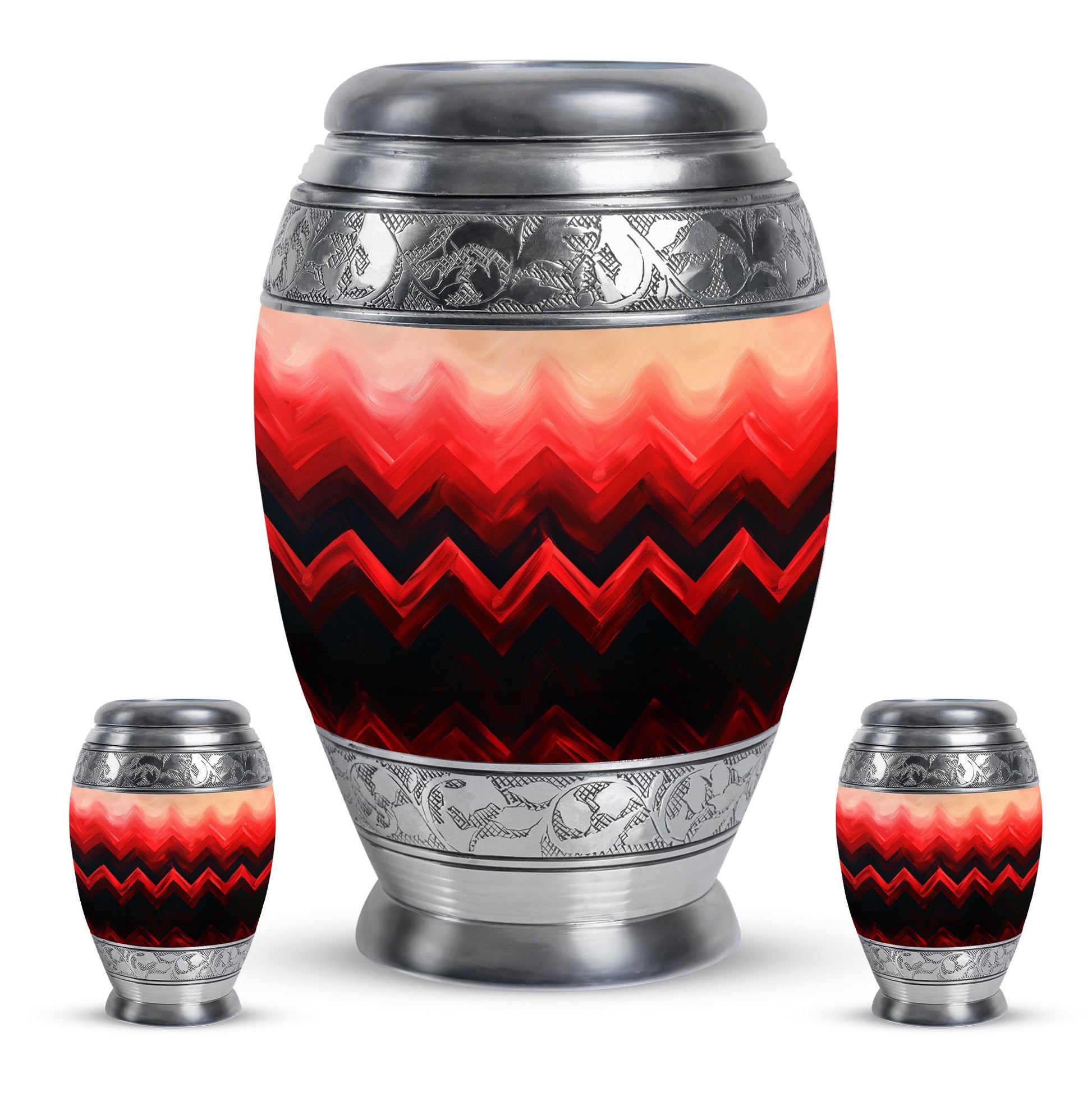 Zigzag Pattern Keepsake Urn For Ashes - Abstract Funeral Urn For Adults