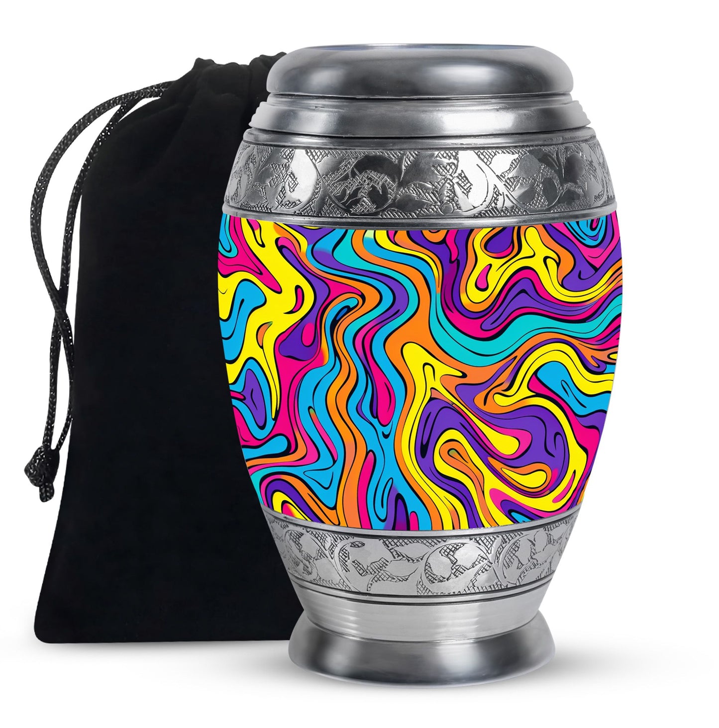 Colorful Personalized Artistic Cremation Urn for Human Ashes - 10-inch, 200 cu in - Yatskia