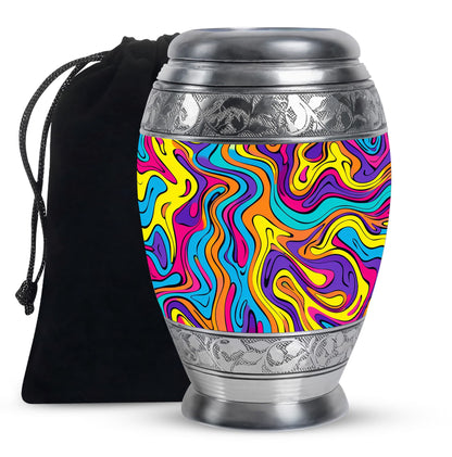 Colorful Personalized Artistic Cremation Urn for Human Ashes - 10-inch, 200 cu in - Yatskia