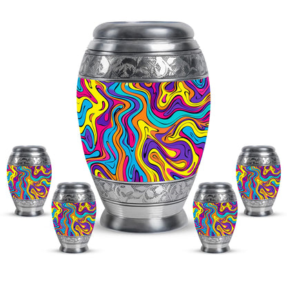 Colorful Personalized Artistic Cremation Urn for Human Ashes - 10-inch, 200 cu in - Yatskia