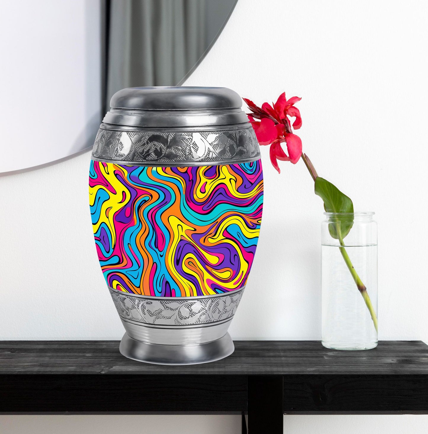 Colorful Personalized Artistic Cremation Urn for Human Ashes - 10-inch, 200 cu in - Yatskia